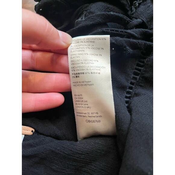 Free People Black Lace Ruffle Sleeve Open Tie Back Black Crop Top Festival XS - Picture 5 of 7